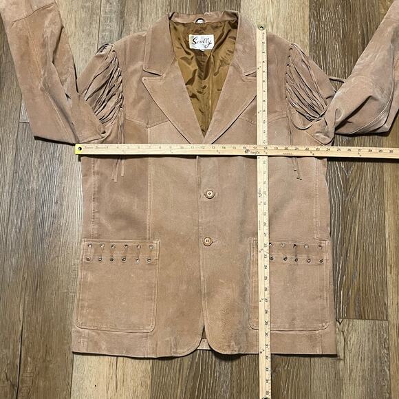 VTG Scully Suede Leather Fringe Jacket Mens XL Tan Western Cowboy Rodeo Biker - Picture 8 of 11